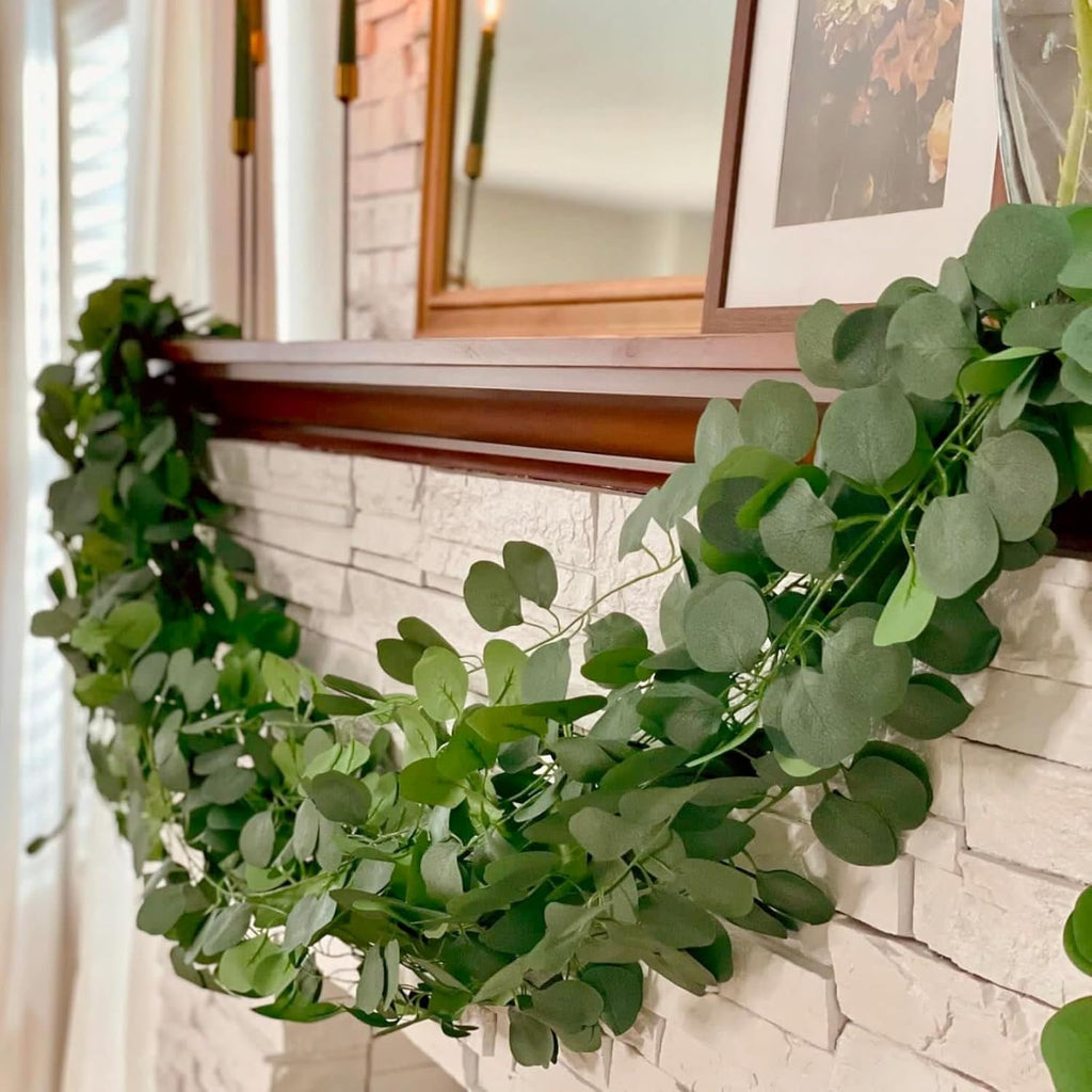 Eucalyptus Garland,Artificial Eucalyptus Leaves Table Greenery Garland Wreath Vines for Wedding Party Table - Set of 72