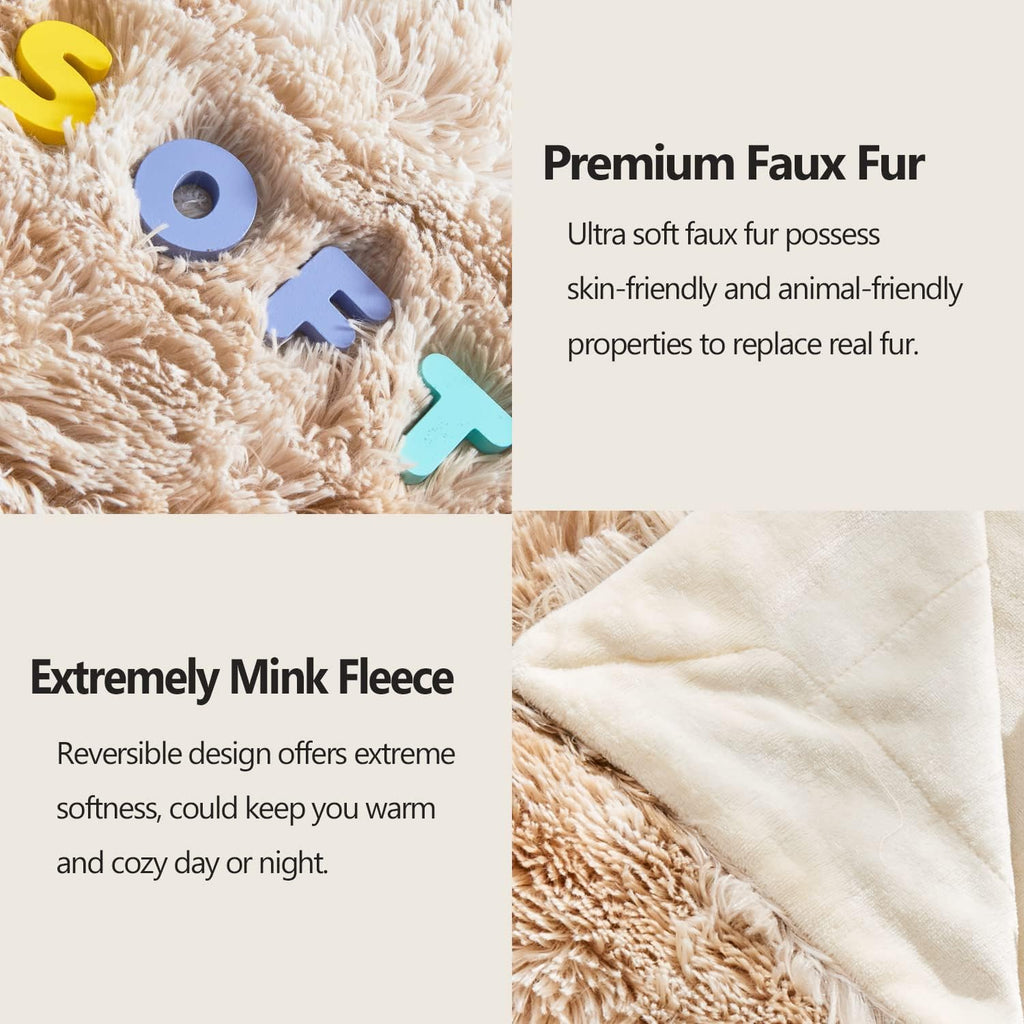 Fuzzy Faux Fur Throw Blanket Tie-dye Beige Super Soft Cozy Plush Fuzzy Shaggy Blanket, Throw(50"x60"))