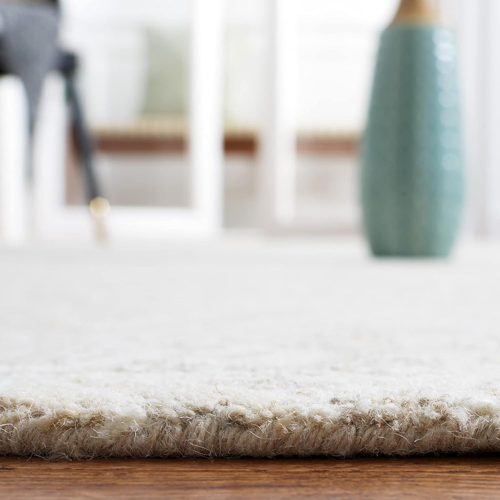 Micro-Loop Area Rug - 9' x 12', Beige, Handmade Wool