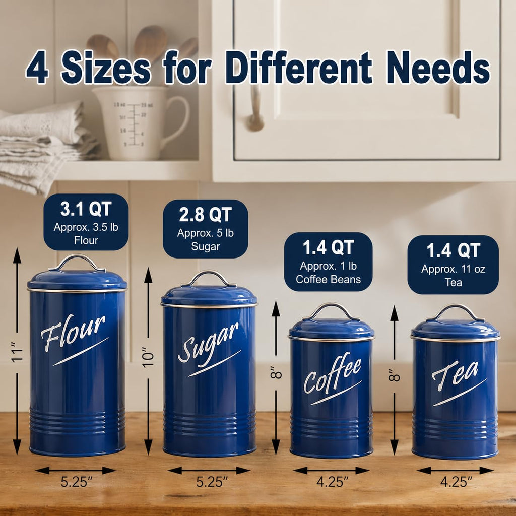 Kitchen Canisters Sets for Countertop-Set of 4, Navy Blue