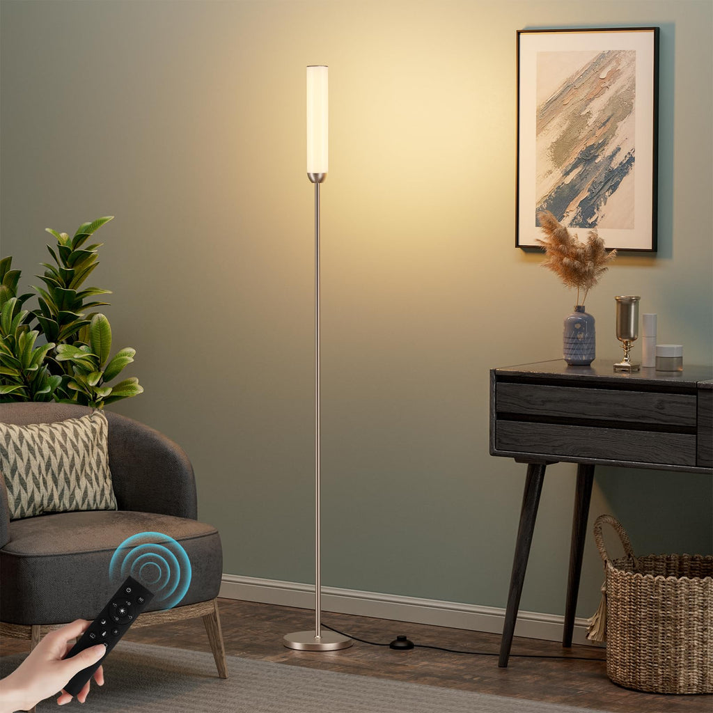 LED Floor Lamp with Remote Control, Foot Switch, Champagne Gold