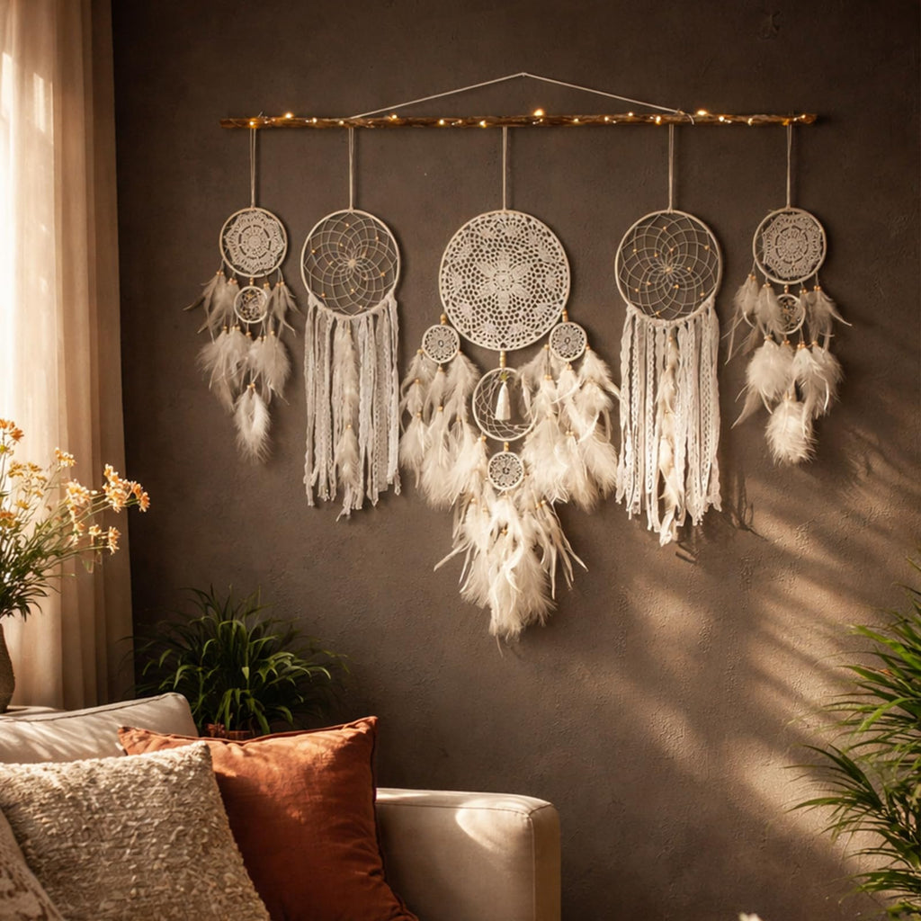 Boho Dream Catchers for Adults, Native Wall Decor with Light