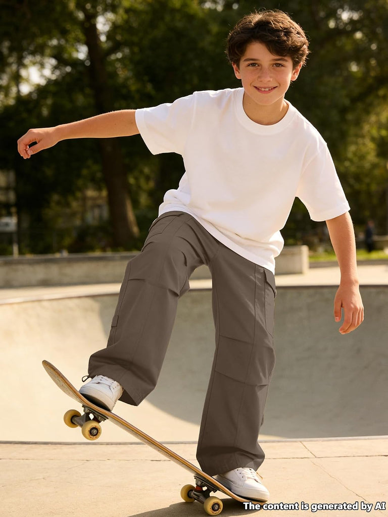Boys Baggy Wide Leg Cargo Pants