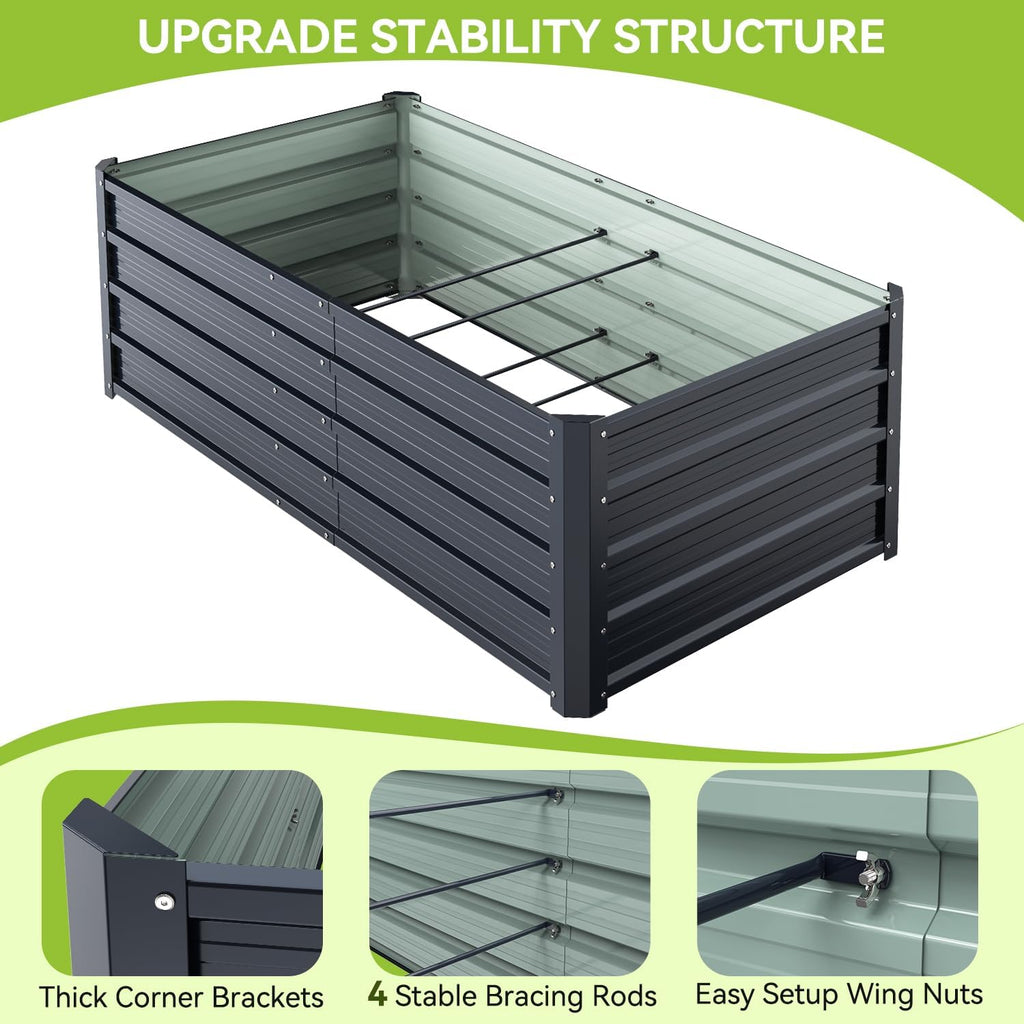 6x3x1.5 FT Metal Raised Garden Bed Outdoor, Heavy Duty Planter Box | 100% Non-Toxic, 202 Gal Large Capacity