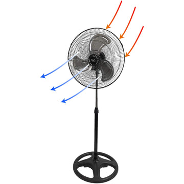 18 Inch Industrial Heavy Duty Pedestal Oscillating Metal Stand Fan, Black