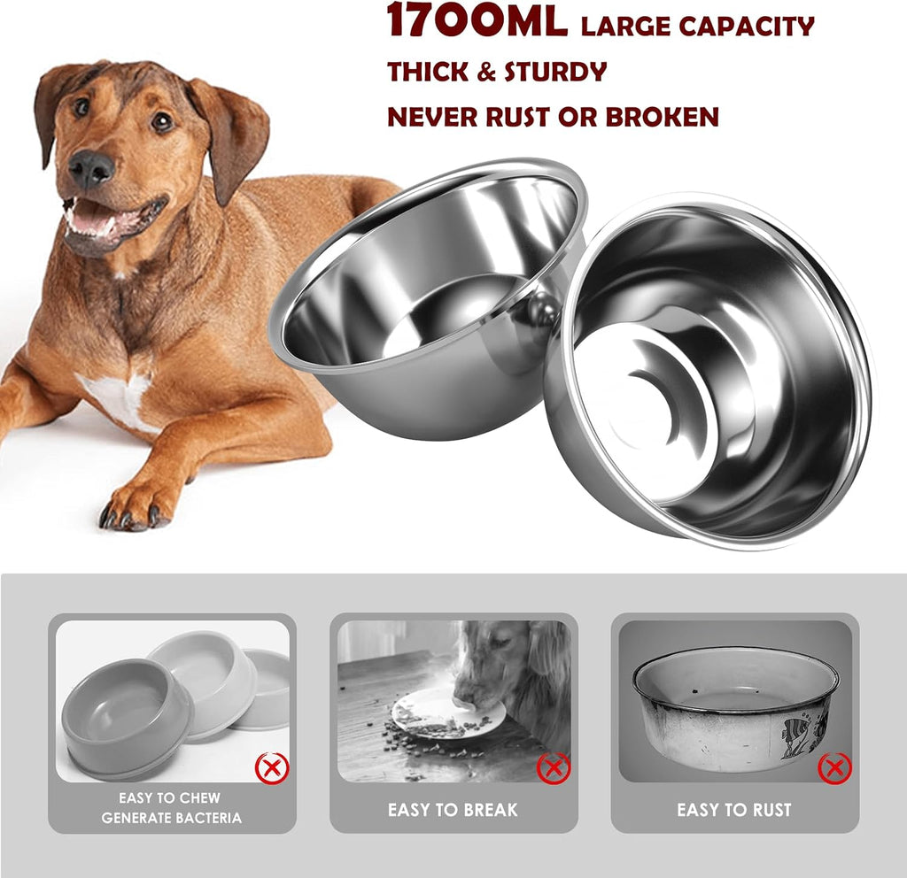 Elevated Dog Bowls with Slow Feeder & Mat for Medium and Large Dogs, 12" Tall Adjustable Wooden & Metal Raised Dog