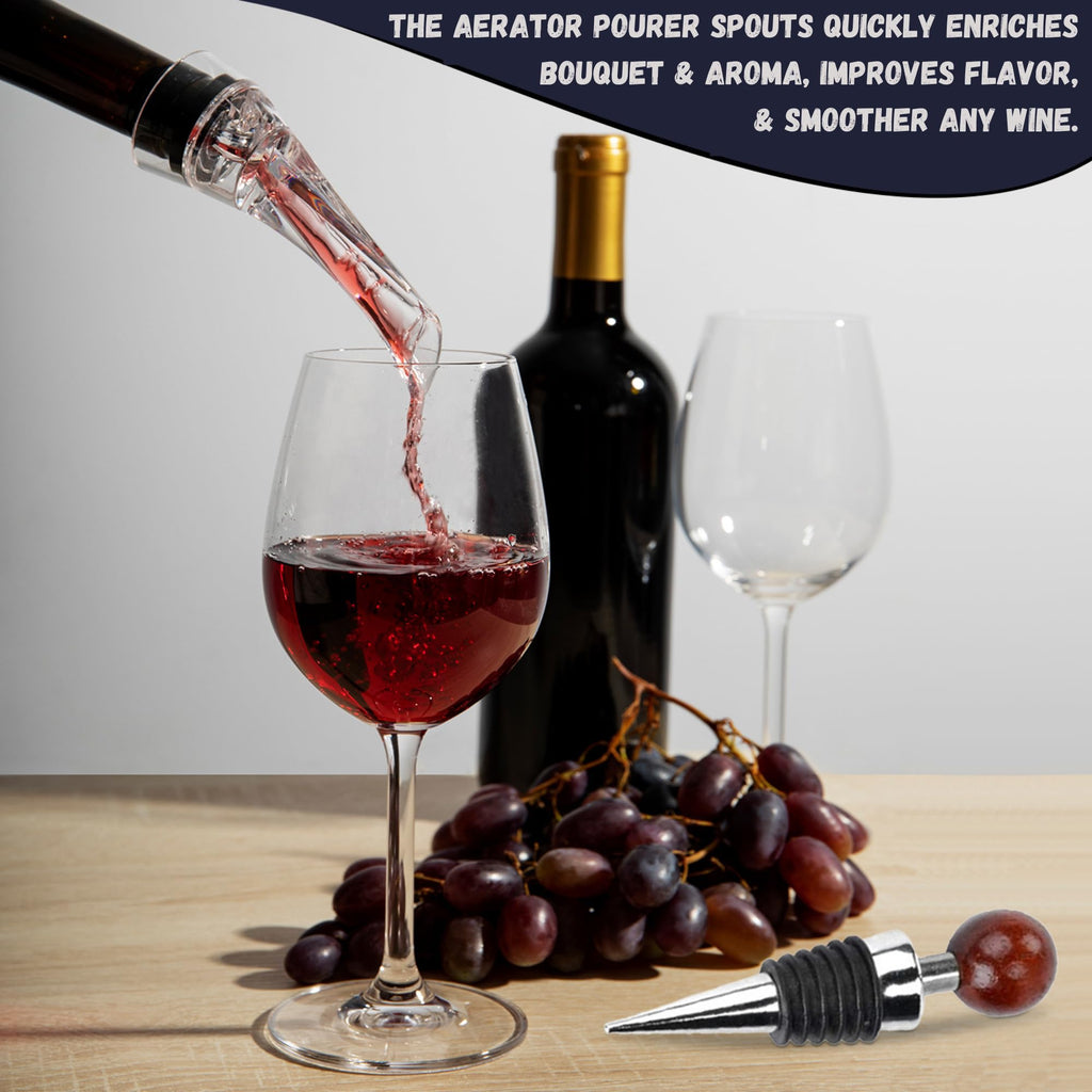 Wine Accessories Set, Featuring 3 in-1 Multifunctional Waiters Corkscrew Bottle Opener, Wine Aerator Pourer Spout &