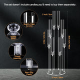 2 Set of 8 Arms Acrylic Candelabra Centerpieces,38.5'' Tall Clear Candlesticks Holder with Acrylic Shade for