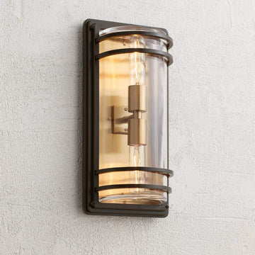 Habitat 16" Bronze and Brass Modern Outdoor Wall Light Fixture
