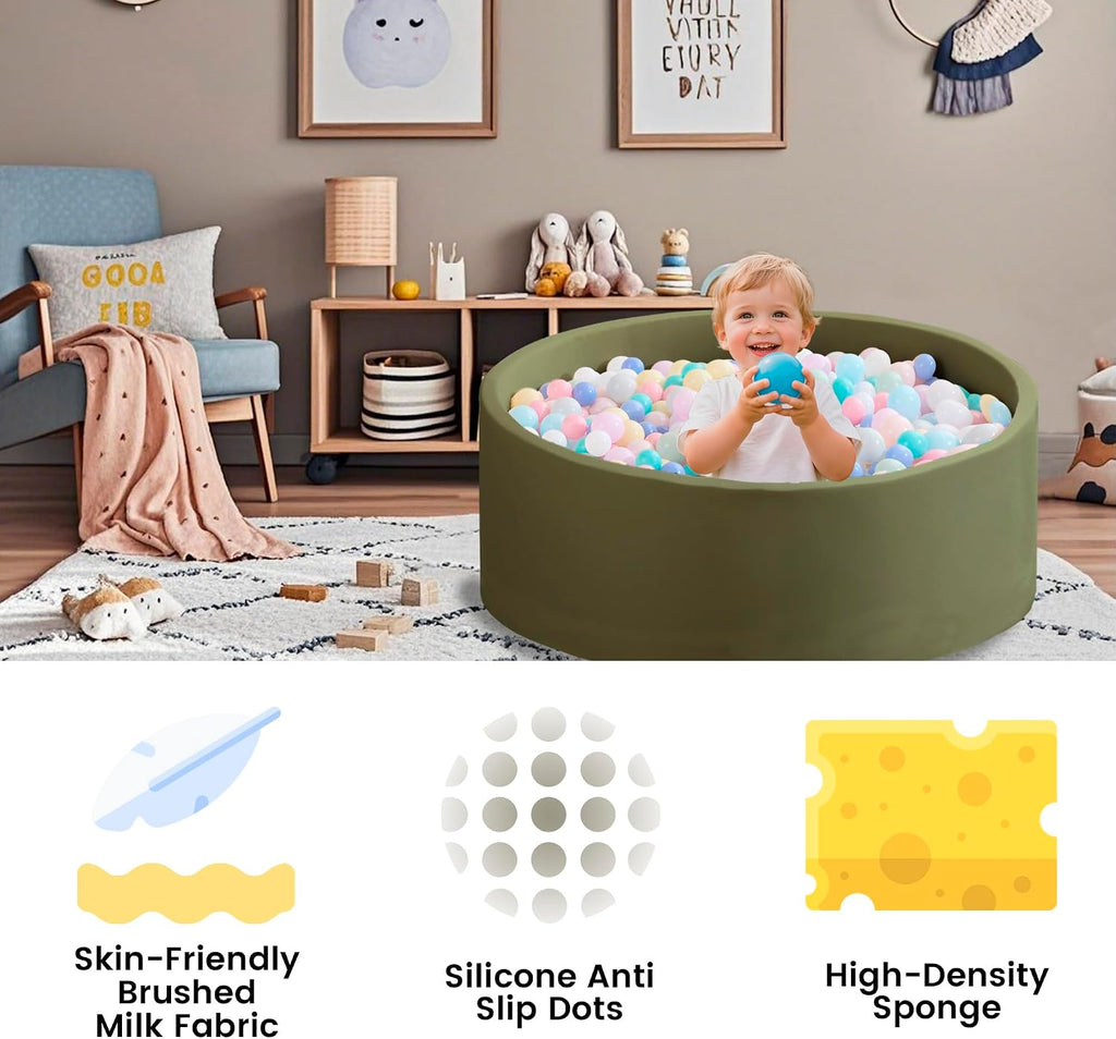 Ball Pit for Toddlers 35.43''x11.81 Baby Ball Pits Soft Memory Foam Ball Pit Round Kids Ball Pit Indoor Game Kids
