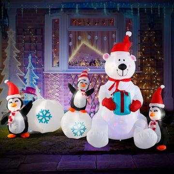 Inflatable Christmas Decorations, 10FT Snowman Polar Bear Snowball Blow Up Christmas Decorations Outdoor with