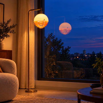 69" Sunset Arc Mushroom Orange Floor Lamp