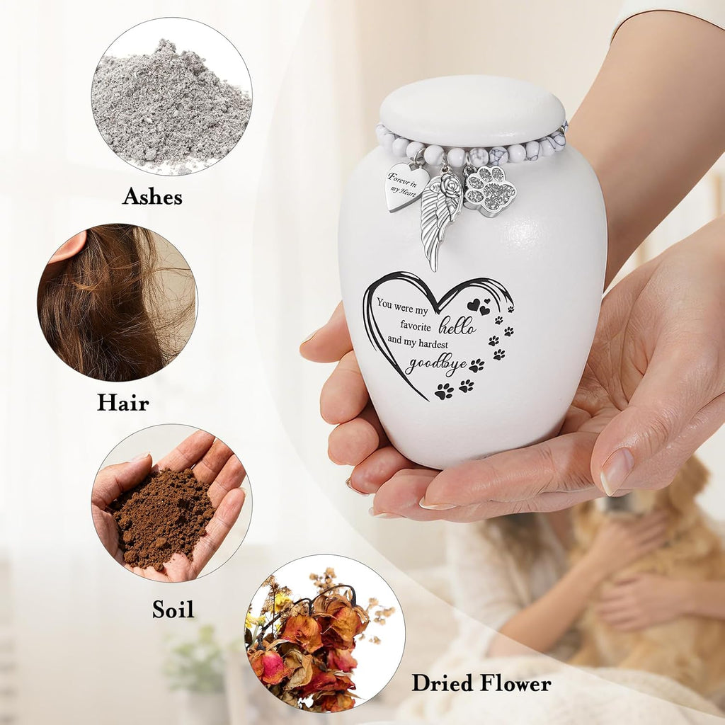 Pet Urn for Dogs Cats 4.8 Inch Small Urn for Pet Ashes Cremation Keepsake Urns Ceramic Mini Urns for Ashes Pet