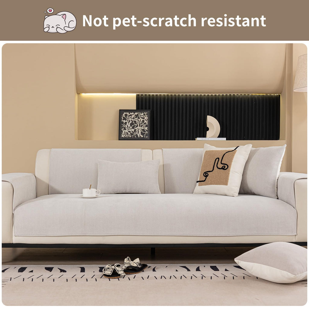 Chenille Sectional Sofa Couch Covers, Herringbone Couch Sofa Covers Washable for Dogs, Funny Fuzzy Couch Covers for