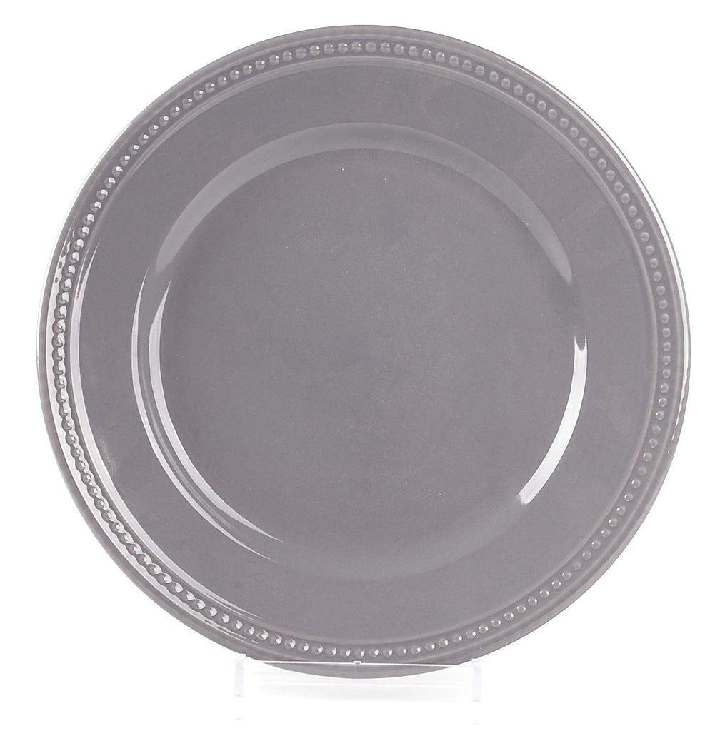 42-Piece Pearl Dots Stoneware Dinnerware Set, Grey, Service for 6