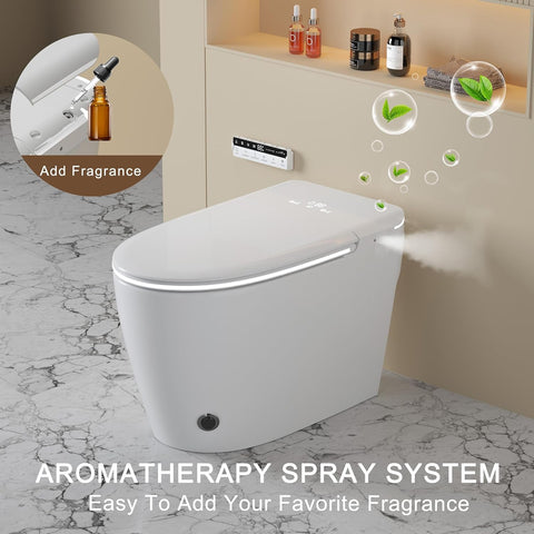 Luxury Smart Toilet with Foam Shield Auto-Open/Close Lid,One Piece Bidet Toilet Heated Seat for Bathrooms