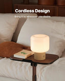 Mushroom Lamp, 5W Cute Cordless Rechargeable Table Lamp with Glass Shade, 3 Color Temps LED Dimmable Ambient Lighting