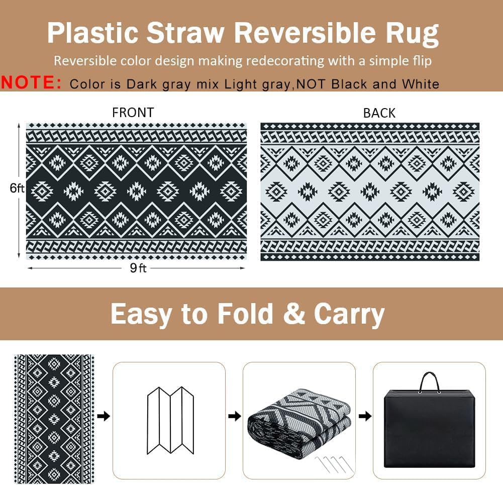 Outdoor Rug Waterproof Outdoor Carpet Plastic Patio Rug