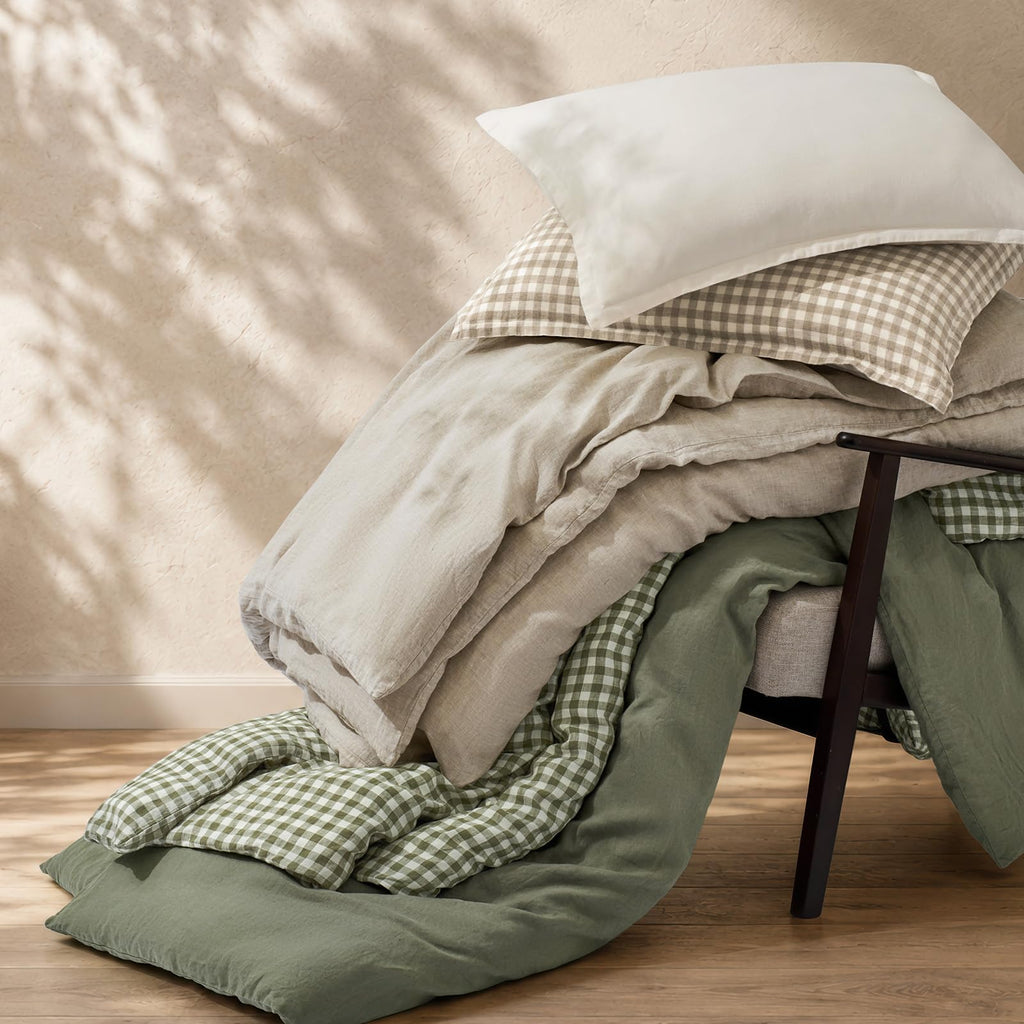100% European Flax Linen Duvet Cover Set, Dried Sage