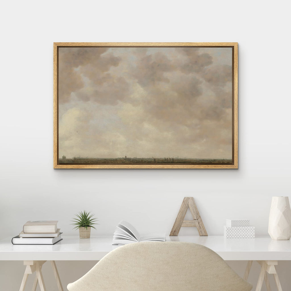 Framed Canvas Print Wall Pastel Gray Cloud Country Skyline Nature Wilderness Illustrations Realism Decorative Scenic