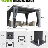Louvered Pergola 10x12, Steel Aluminum Pergola with Adjustable Louvered Roofs