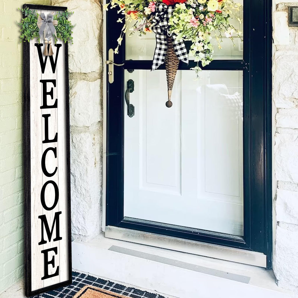Welcome Sign for Front porch Standing 45"X9" Black
