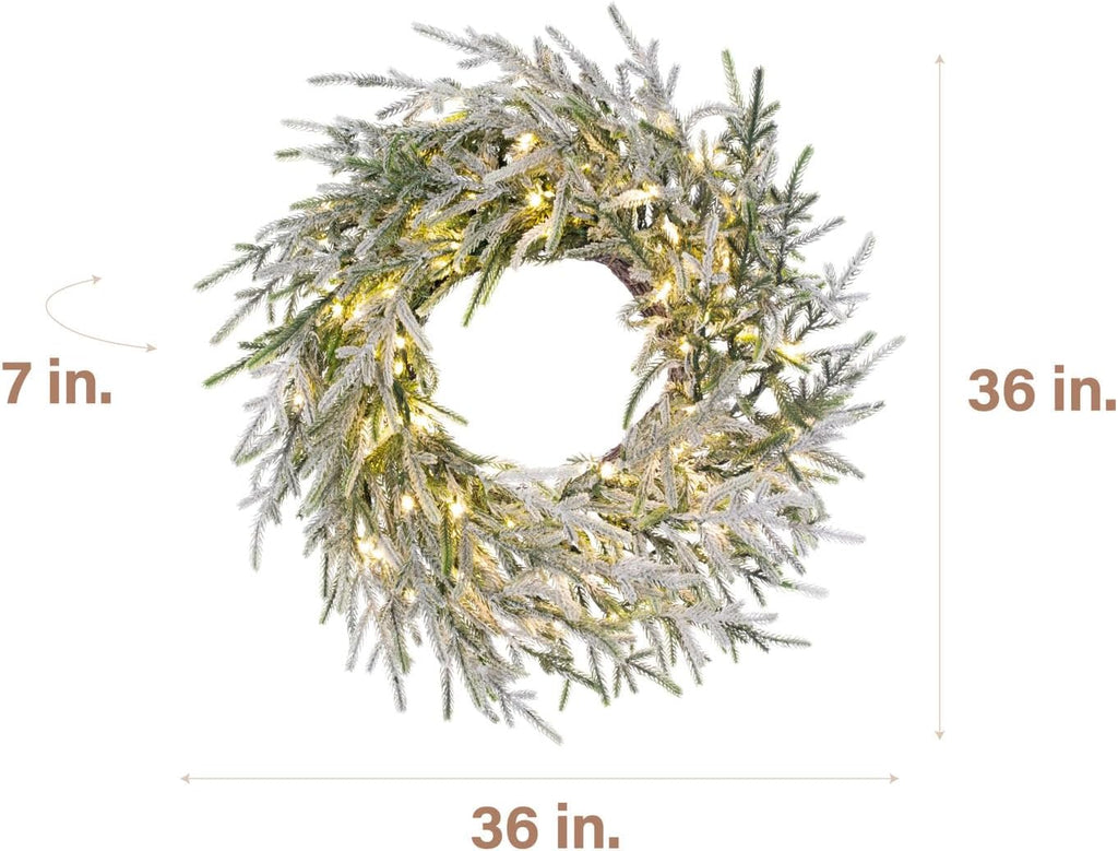 3-Ft Real Feel Artificial Wreath, Light Flocked