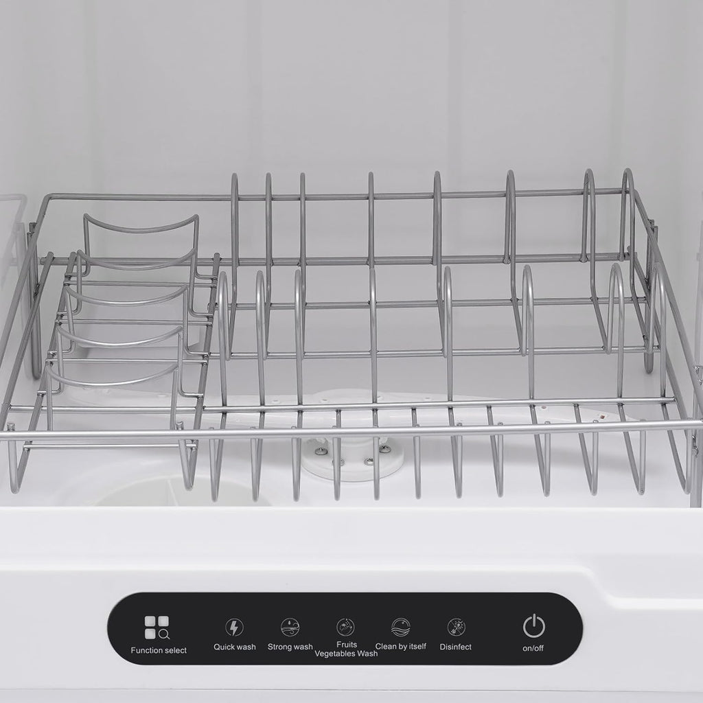 110V Portable Countertop Dishwasher - 360 Degree Auto Spray, 1200W, 5 Washing Programs, Air-Cooled Drying