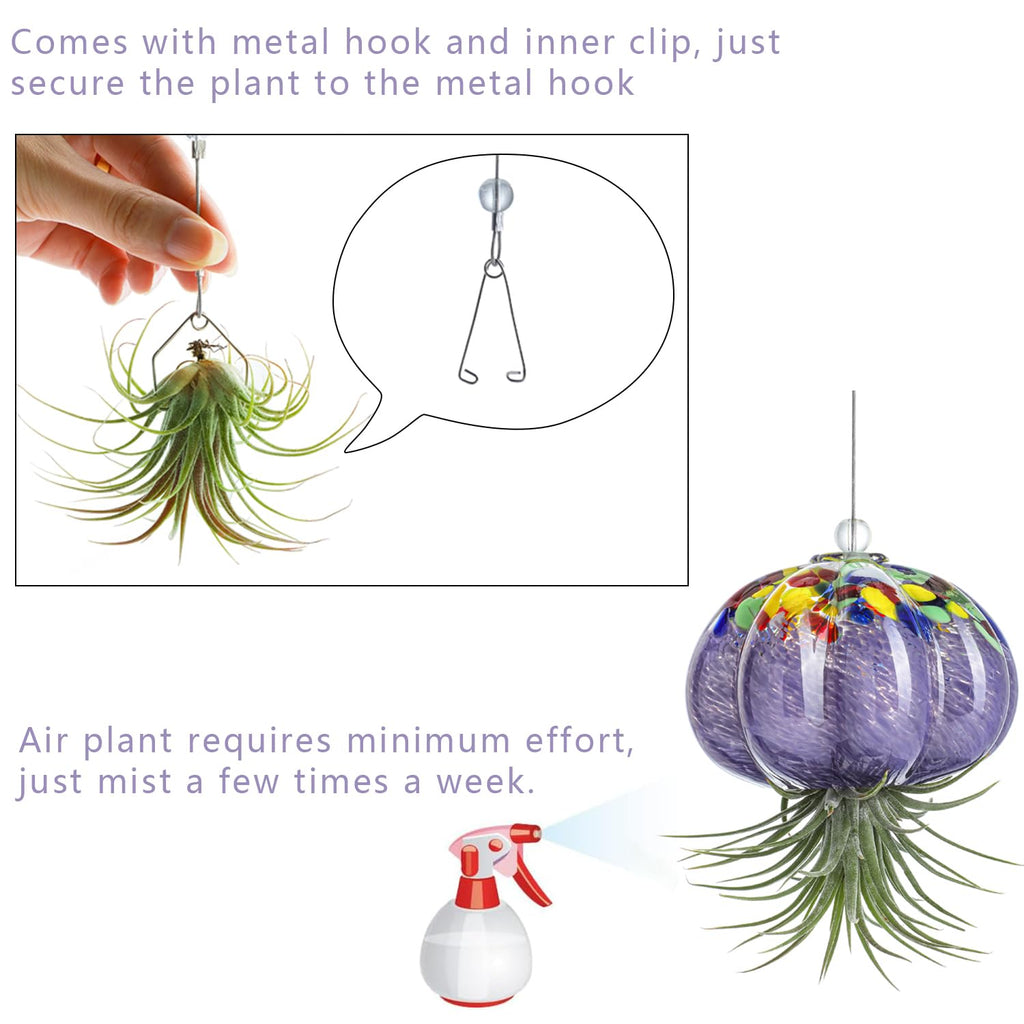 Hand Blown Glass Jellyfish Air Planter Hanging Garden Decor