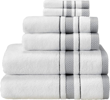 Bath Towels Set - Luxury 6-Piece Cotton Towels, Soft Absorbent & Quick Dry, 600 GSM Bath Towels Spa Quality