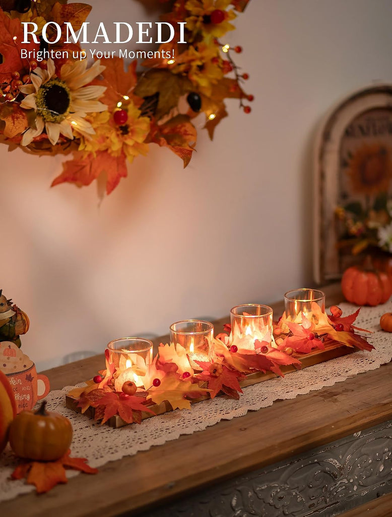 Fall Table Centerpiece, Thanksgiving Decor, 15.7 - Set of 4