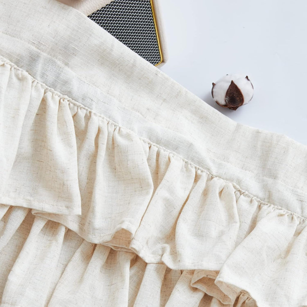 Ruffled Valance Curtain Linen Kitchen Window Valance for Living Room Bedroom 18 Inch Farmhouse Cottage Shabbychic