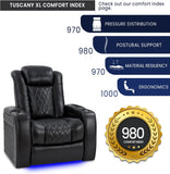Tuscany XL Big & Tall Theater Seating - 400lb Capacity, Extra 26" Wide Power Recliner with Italian Leather