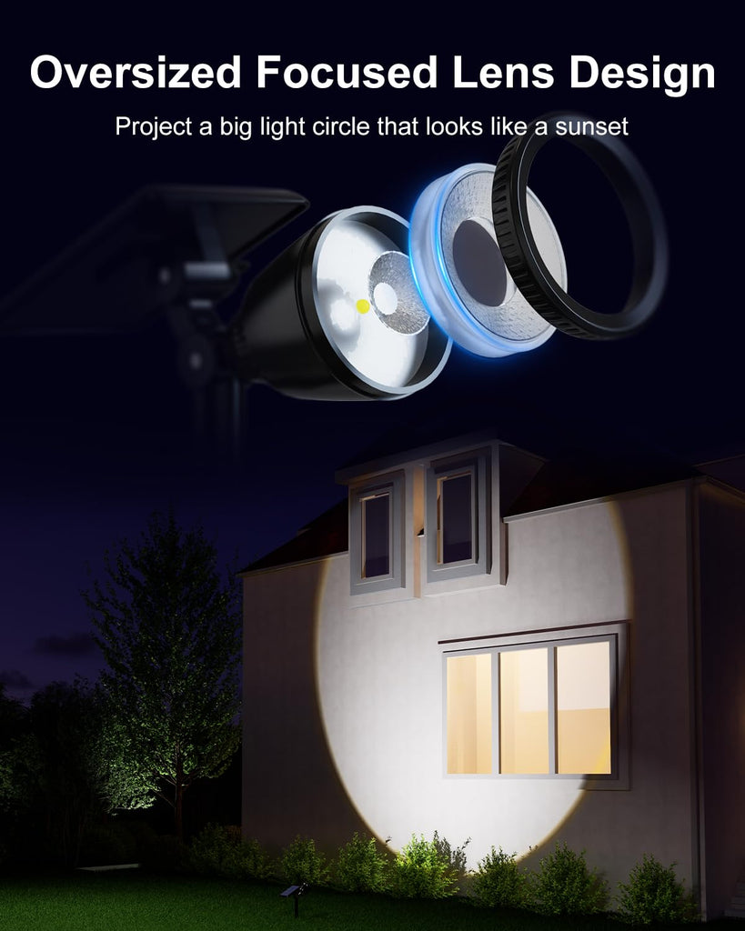 2 Pack Solar Powered Spot Lights Outdoor Waterproof Super Bright LED
