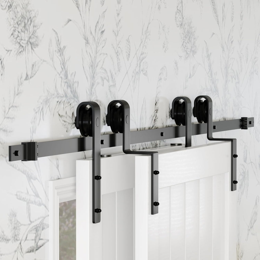 Bypass Barn Doors, 96" x 84" Sliding Barn Door with 8(4 x 2) FT Sliding Bypass Barn Doors Hardware K