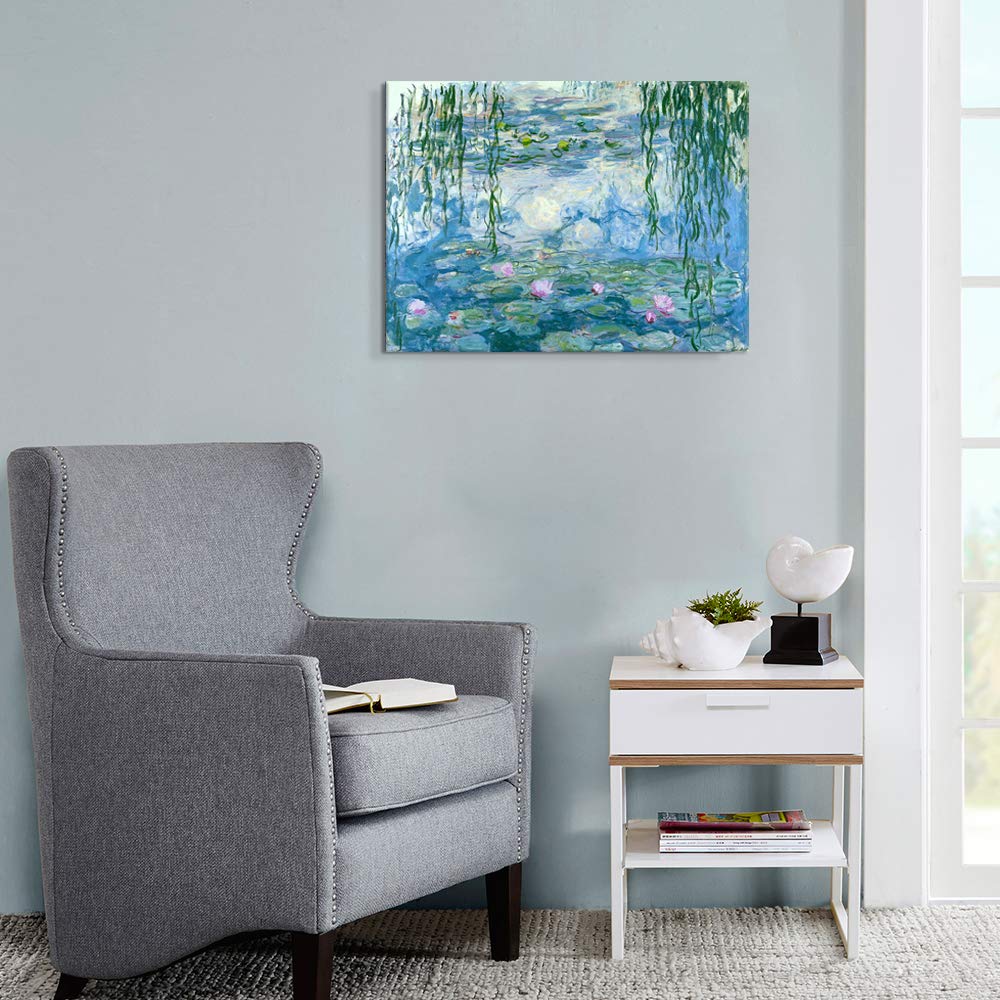 Water Lilies Floral Canvas Prints Wall Art by Claude Monet Flowers Reproduction Gallery Wrapped Giclee Framed Artwork