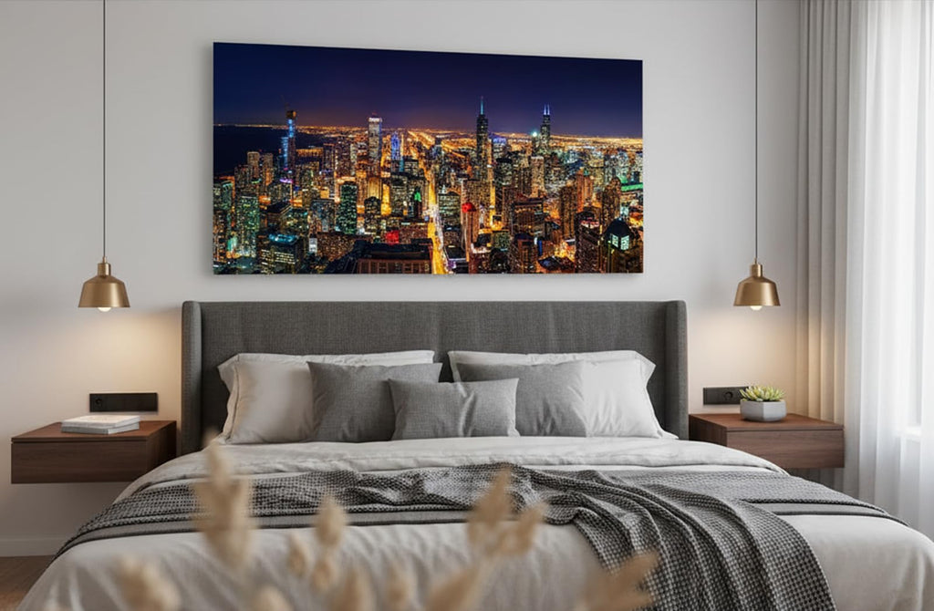 Chicago Skyline Canvas Wall Decor Modern Cityscape Framed 20x40