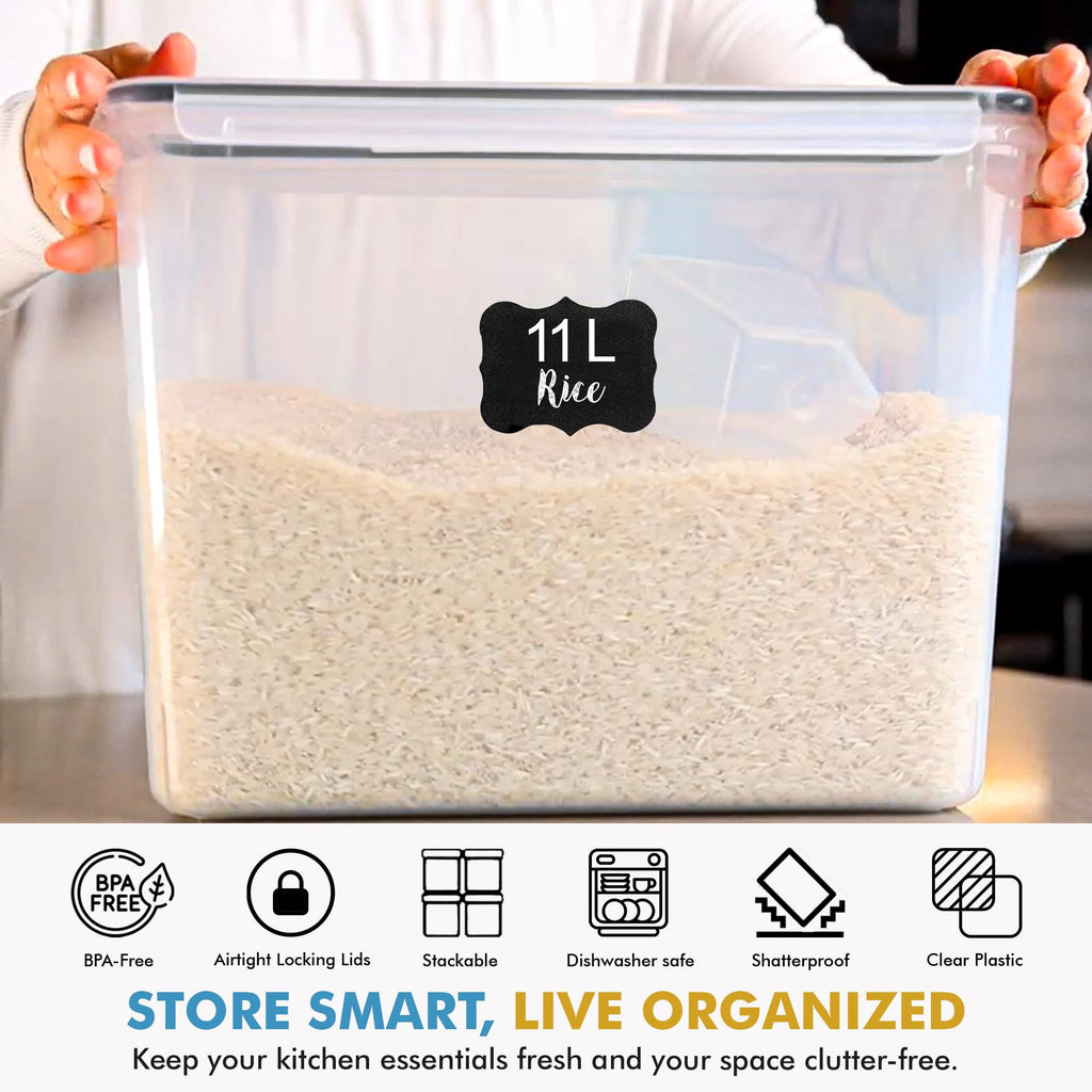 2 PC (11L | 372 oz) Flour Sugar Storage Containers with Easy Carry Handle - Plastic Extra Large Food Storage