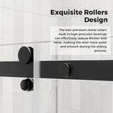 44-48.in W x 72.in H Frameless Shower Door, Water Repellent Black Shower Door with 1/4" (6mm) Clear Tempered Glass