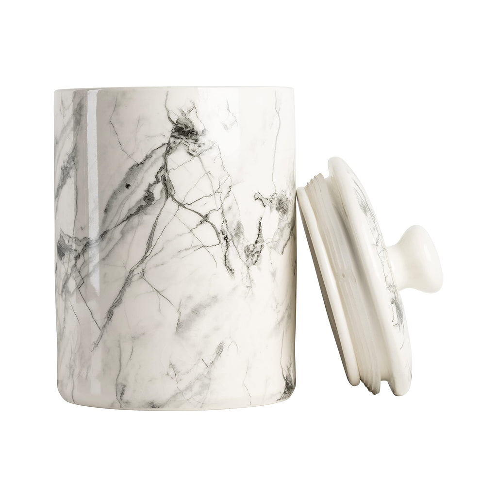 Marble Ceramic Kitchen Canister Set, Set of 3, White/Black
