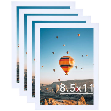 8.5x11 Picture Frame Set of 4 for Certificate Poster Photo, Horizontal and Vertical Formats for Wall Hanging or