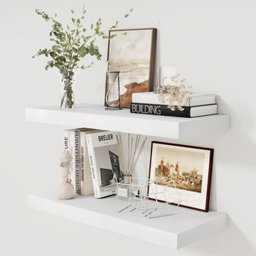 White Floating Shelves 30 x 12 Inch, Deep Floating Shelf Wall Mounted, 12" Deep Wall Shelves for Books, Bathroom