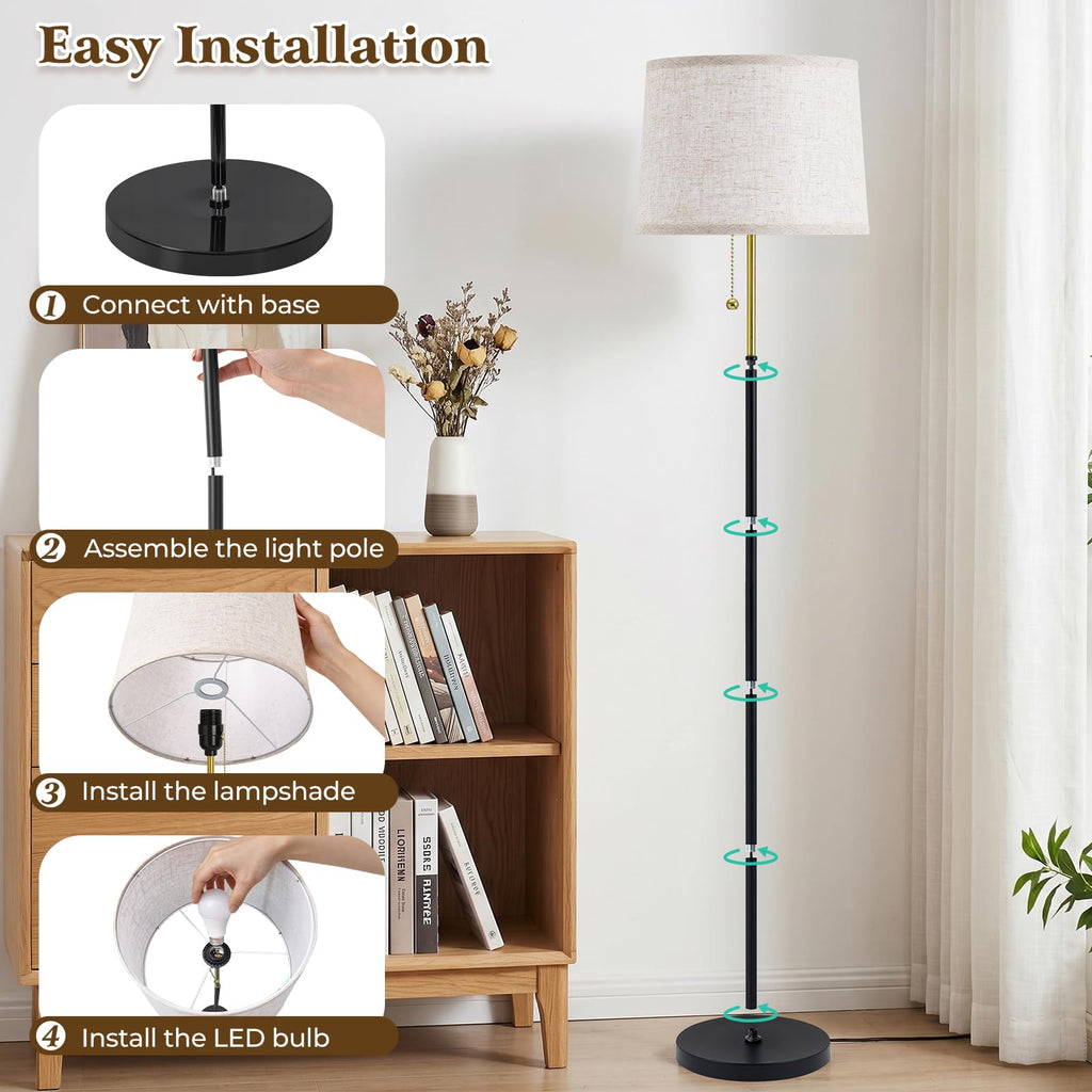 Floor Lamps, 60" Modern Tall Standing Lamp, 3CCT