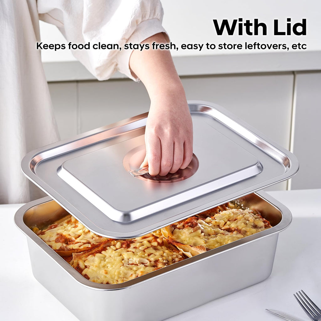 4 Inch Extra Deep Lasagna Baking Pan with Lid, 7.4Qt