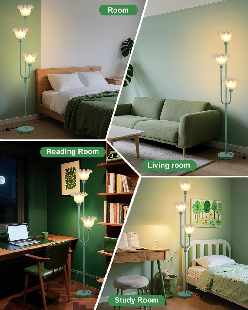 Flower Floor Lamp 3-Lights Rustic Floor Lamps with 3000K Warm White Bulbs for Wedding Party Modern Tall Standing Lamp