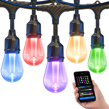 Smart Outdoor String Lights 98FT, LED Patio Lights with App Control