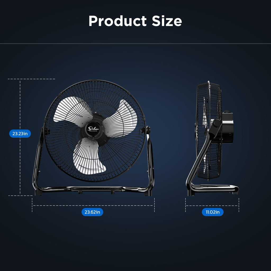 20 Inch 3-Speed High Velocity Heavy Duty Metal Industrial Floor Fan for Warehouse, Workshop, Factory and Basement