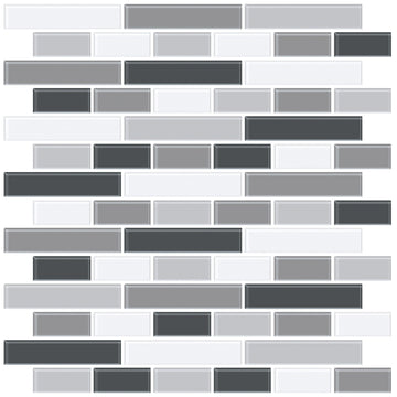 NH2362 Smoked Glass Peel & Stick Backsplash Tiles, Black