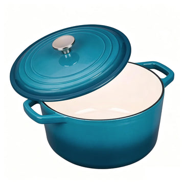 Enameled Cast Iron Dutch Oven, Non Stick Casserole Pot with Lid (Peacock Blue, 4.5 Quarts)