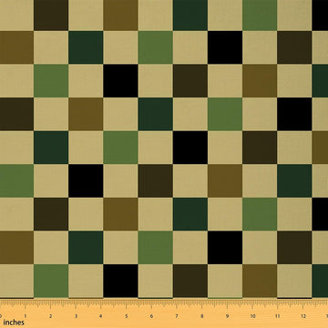 Checkered Retro Fabric Hunter Green Plaid Upholstery Fabric for Chairs Sofa Couch Geometric Camo Army DIY Projects